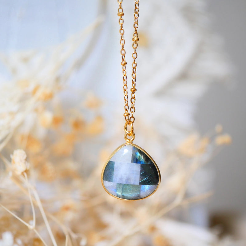 Ginandger Collana Justine Moonstone e Labradorite