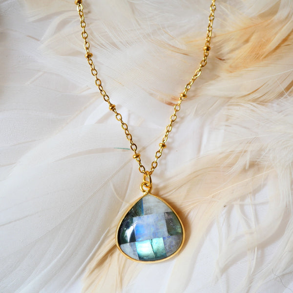 Ginandger Collana Justine Moonstone e Labradorite