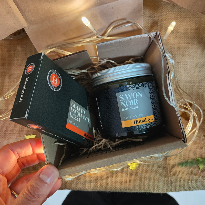 Kit Savon Noir ai Fiori di Arancio e Guanto Kessa