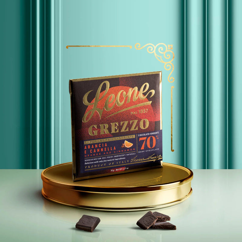 Leone Tavoletta di Cioccolato Grezzo all'Arancia e Cannella