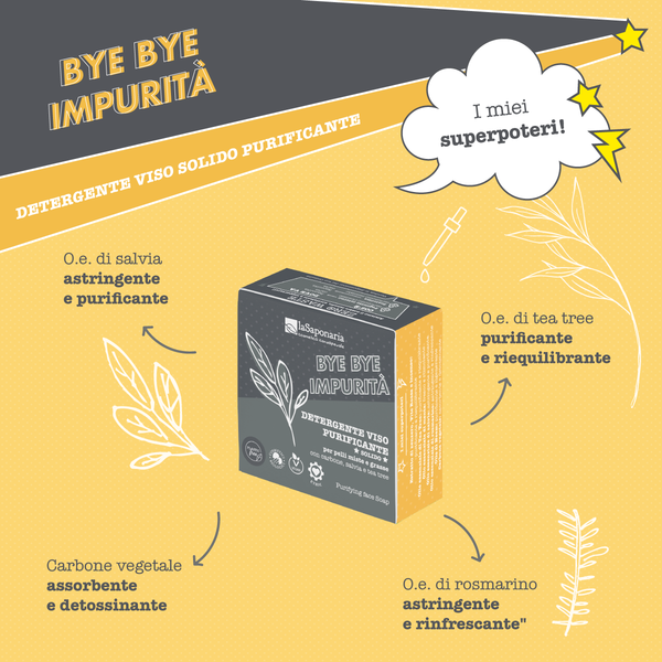 La Saponaria Bye Bye Impurità! Detergente Viso Purificante Solido